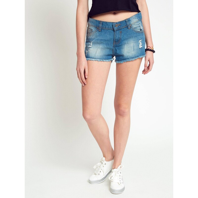 Yups Shorts with abrasions blue