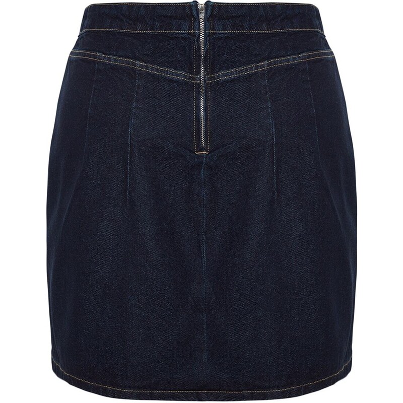 Trendyol Curve Dark Blue Accessory Detail Denim Skirt