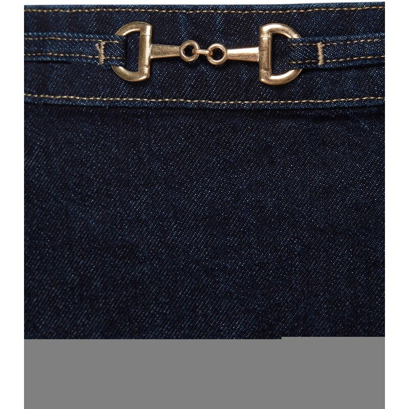 Trendyol Curve Dark Blue Accessory Detail Denim Skirt