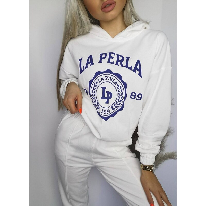 La Perla By Otomański White sweatshirt set with La Perla print