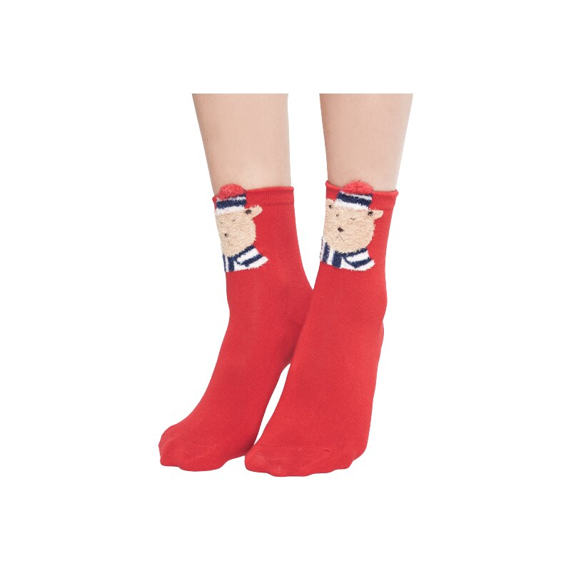 Yups T-shirt teddy bear socks red