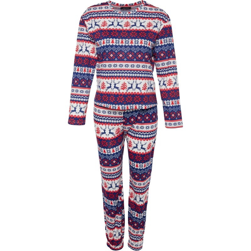 Trendyol Multicolored 100% Cotton Christmas Theme Tshirt-Pants, Knitted Pajamas Set