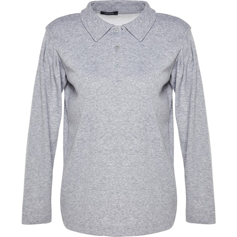 Trendyol Gray Melange Polo Neck Knitted Tunic