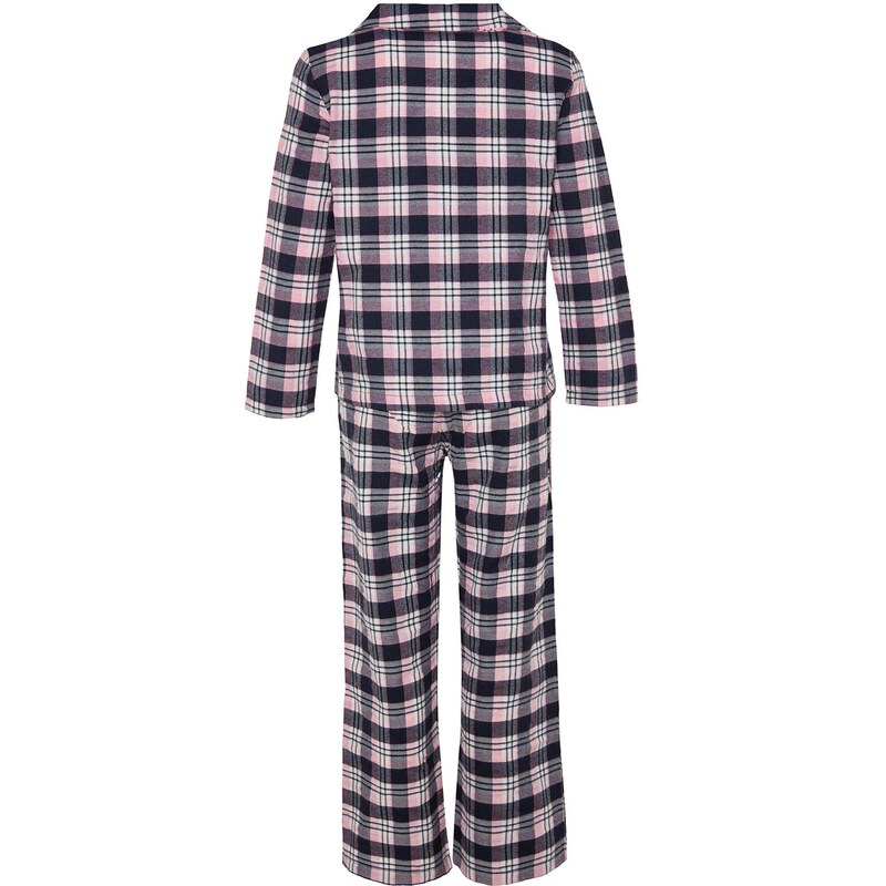 Trendyol Pink Flannel Checked Shirt-Pants Weave Pajamas Set