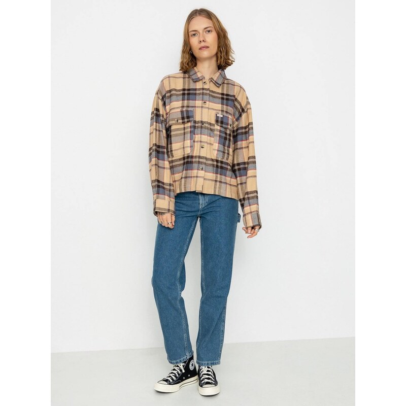 Brixton Bowery Flannel Ls (sesame/flint blue)hnědá