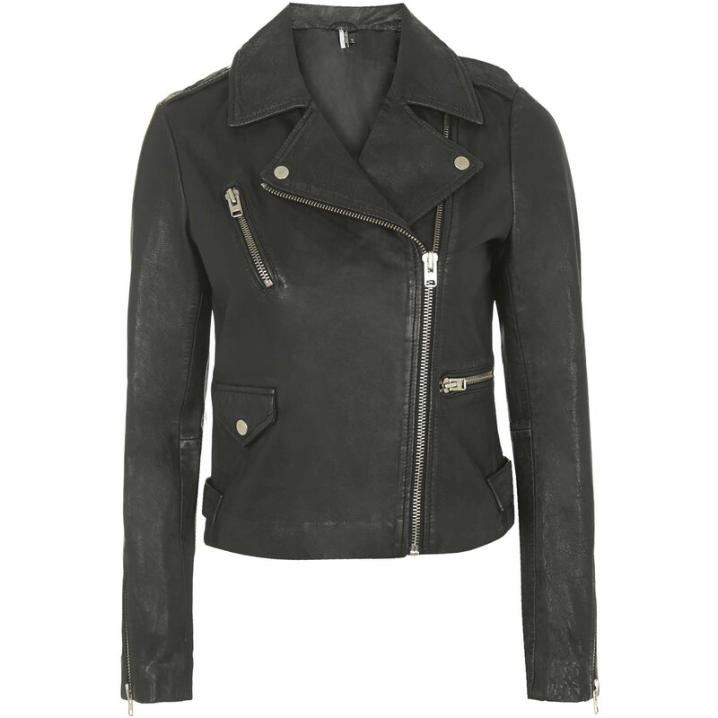 Topshop TALL Washed Leather Jacket
