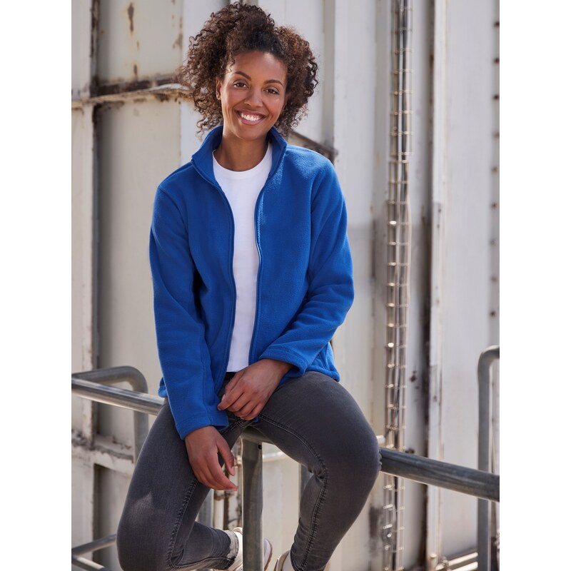 Blue women's fleece with stand-up collar Russell