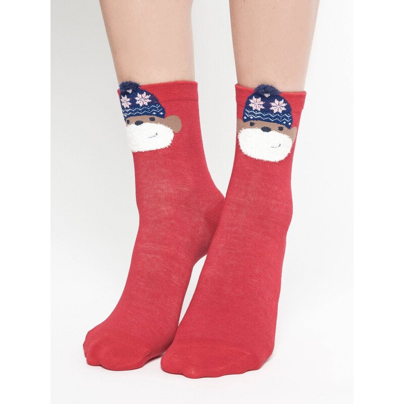 Yups Socks with application monkey in a hat with red stars