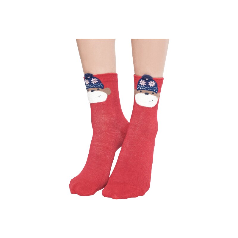 Yups Socks with application monkey in a hat with red stars