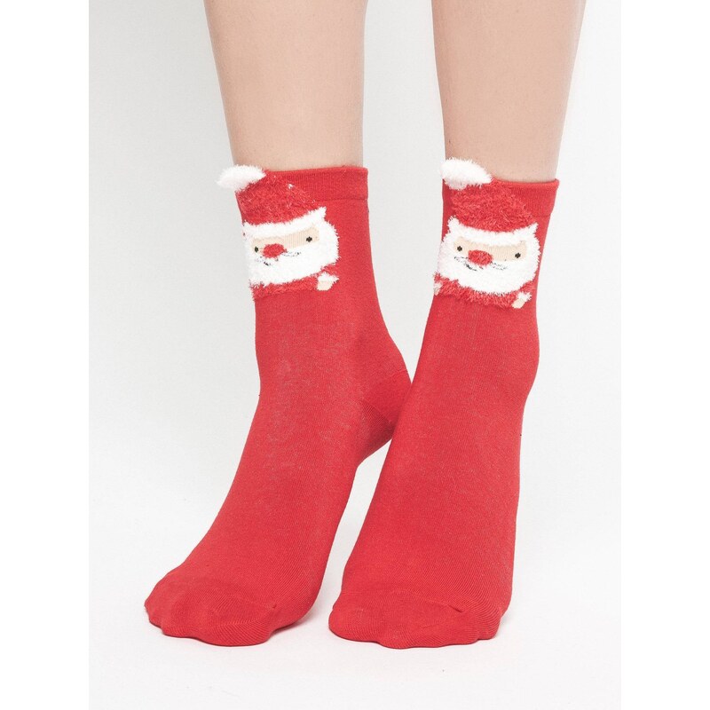 Yups Socks with Santa Claus application red