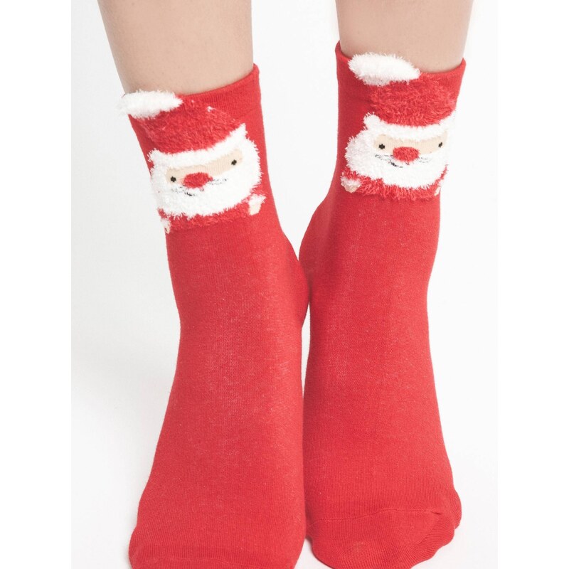 Yups Socks with Santa Claus application red