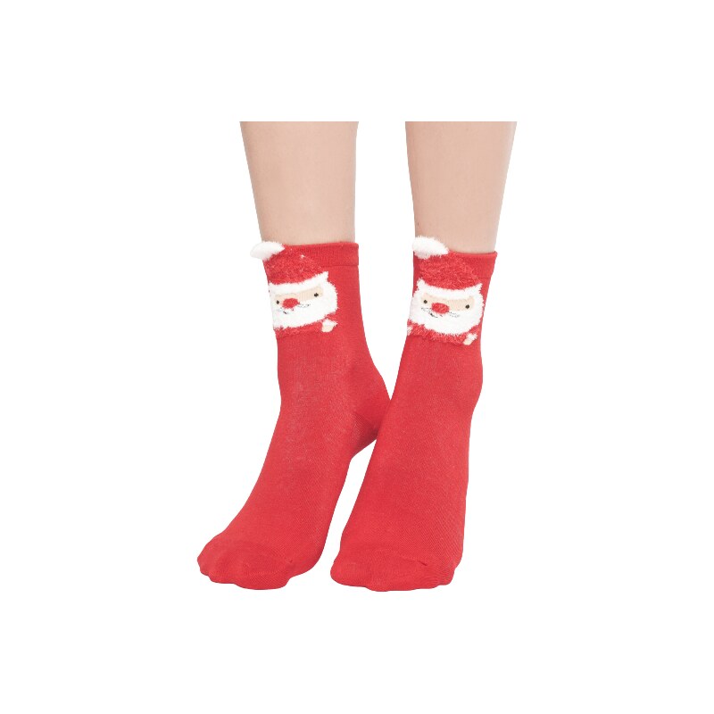 Yups Socks with Santa Claus application red