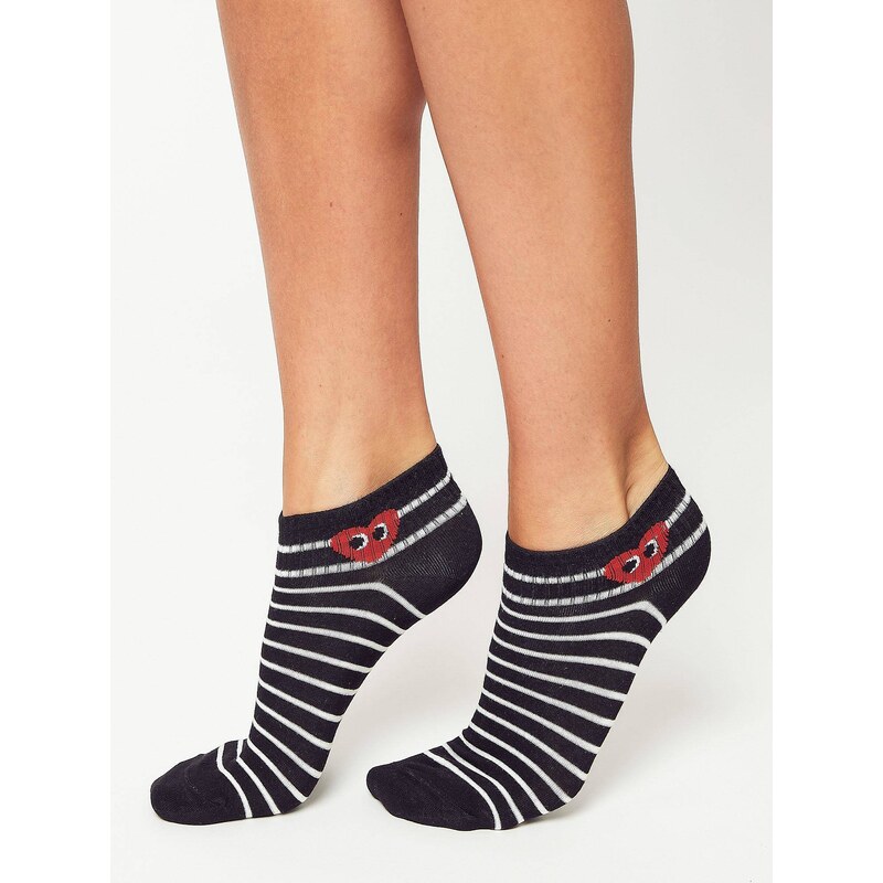 Yups Striped socks with red heart black