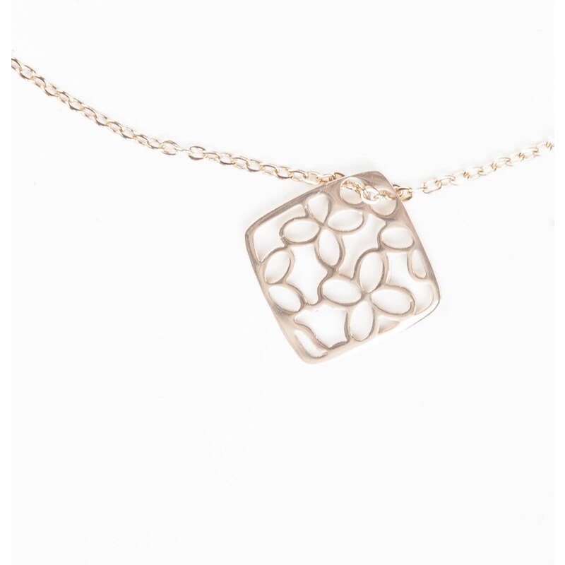 Yups Necklace with pendant openwork flowers in a square