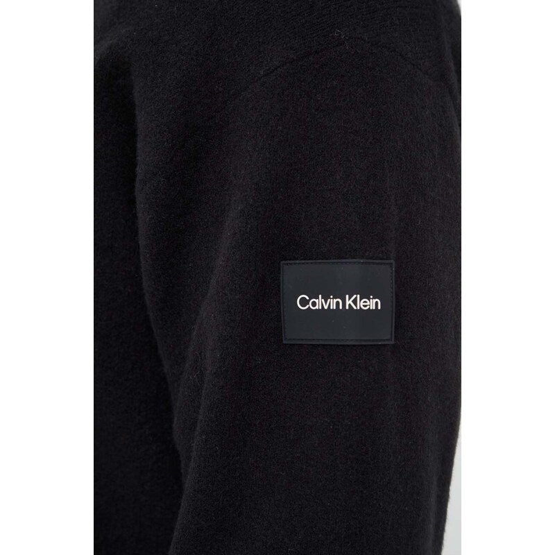 Svetr z vlněné směsi Calvin Klein pánský, černá barva