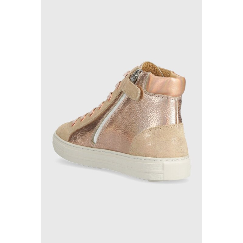 Dětské kožené sneakers boty Pom D'api SWAG ZIP LACE růžová barva