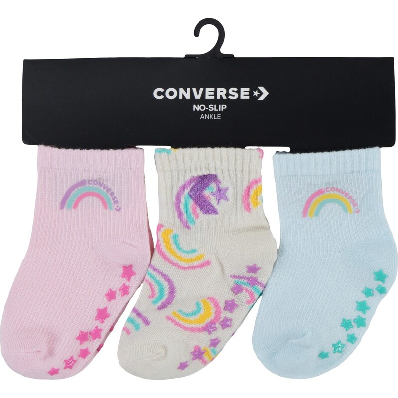 Converse rainbows 3pk gripper socks PINK
