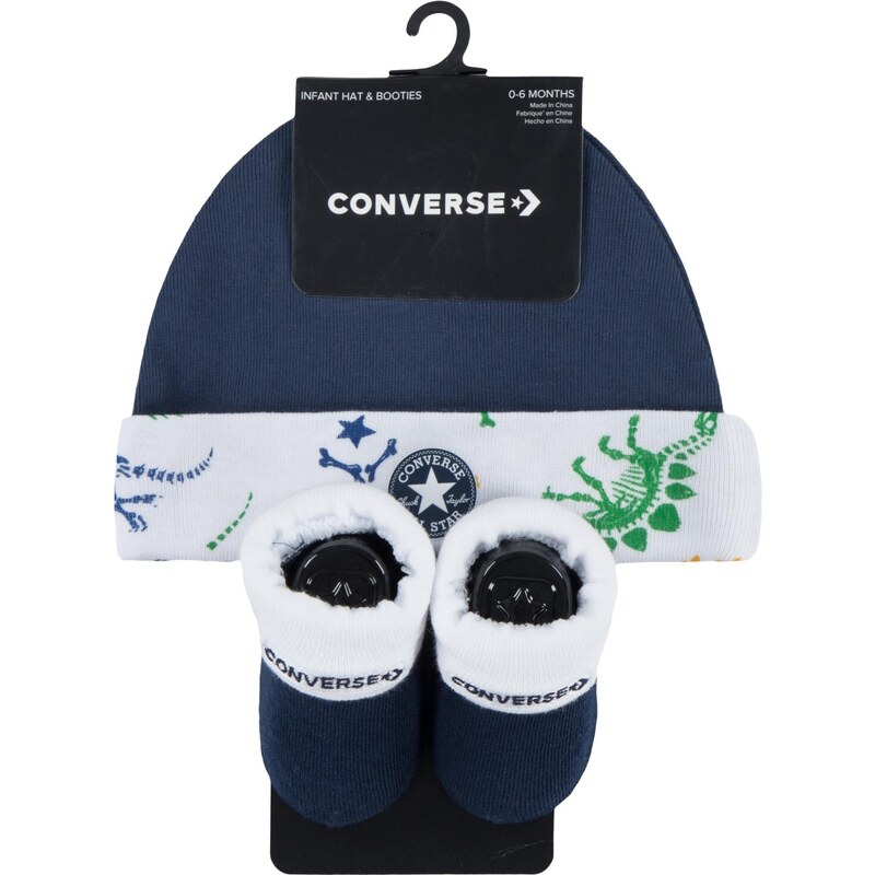 Converse dinos hat & bootie 2pc set NAVY