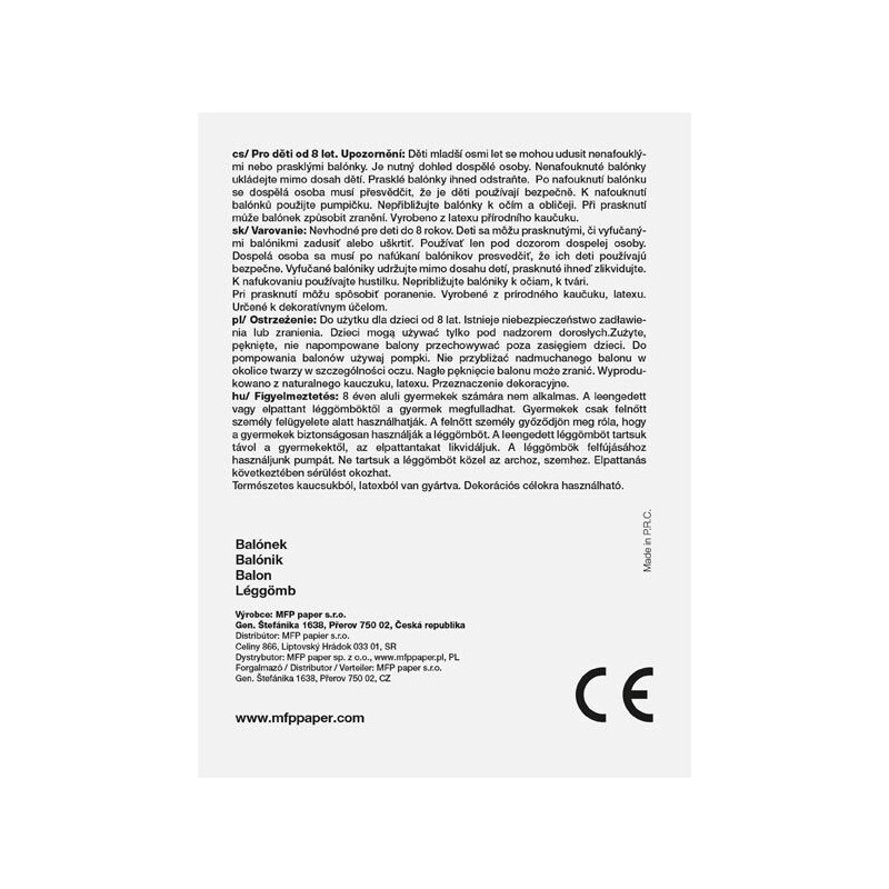 MFP Paper s.r.o. balónek nafukovací standard 23cm mix 8000100