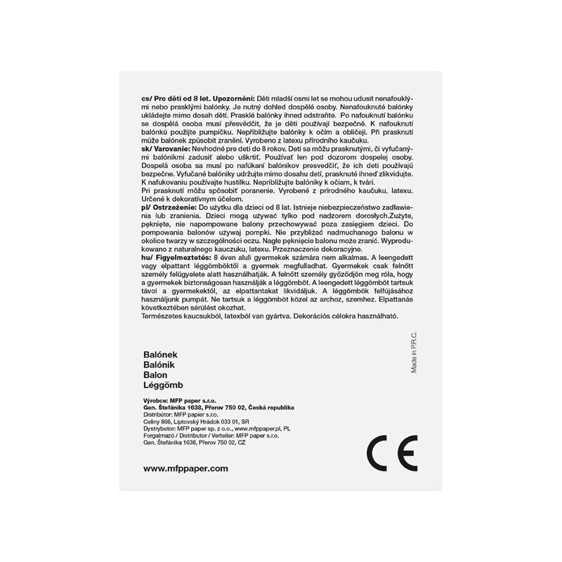 MFP Paper s.r.o. balónek nafukovací standard 30cm bílý 8000119