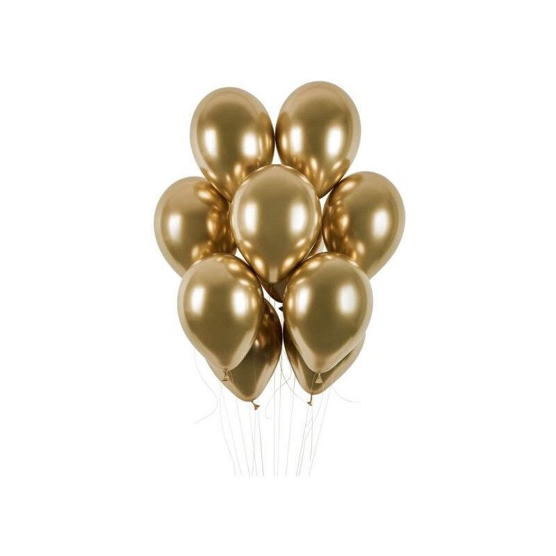SMART Balónky chromované 50 ks zlaté lesklé - Silvestr - 33 cm