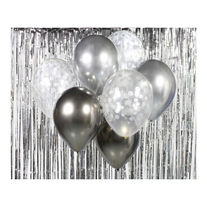 GODAN Sada latexových balónků - chromovaná stříbrná 7 ks - 30 cm