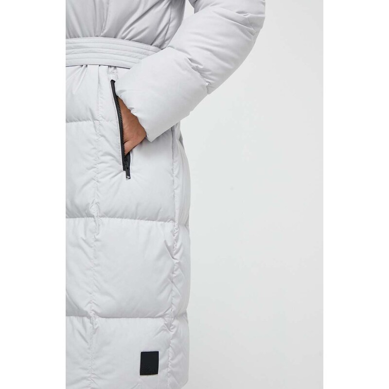 Péřová bunda Jack Wolfskin dámská, šedá barva, zimní