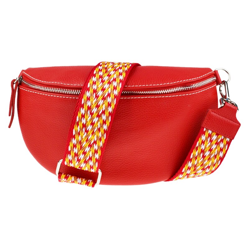 Červená kožená italská crossbody kabelka Reni Grande Rossa s