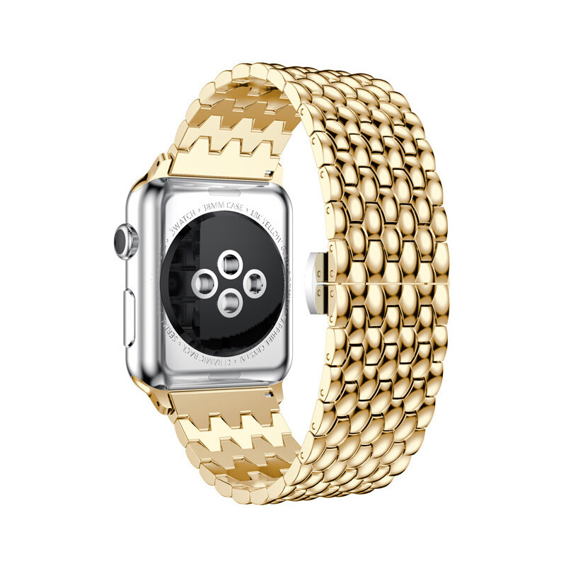 4wrist Ocelový tah s dračím vzorem pro Apple Watch 42/44/45/49 mm - Gold