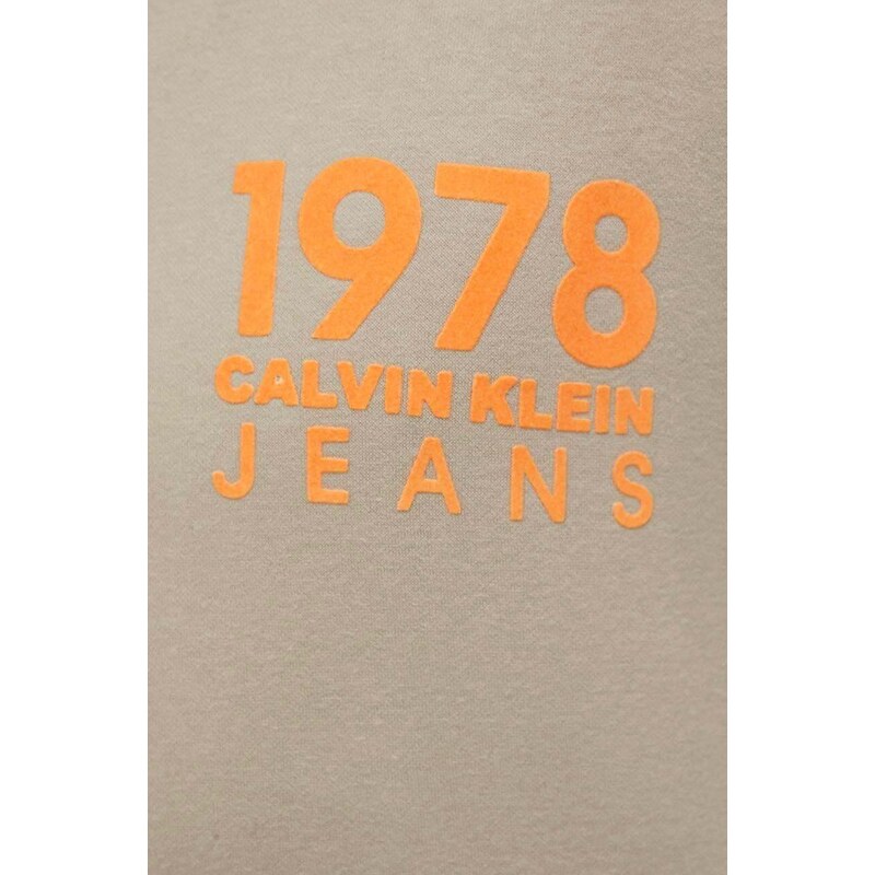 Mikina Calvin Klein Jeans pánská, béžová barva, s potiskem