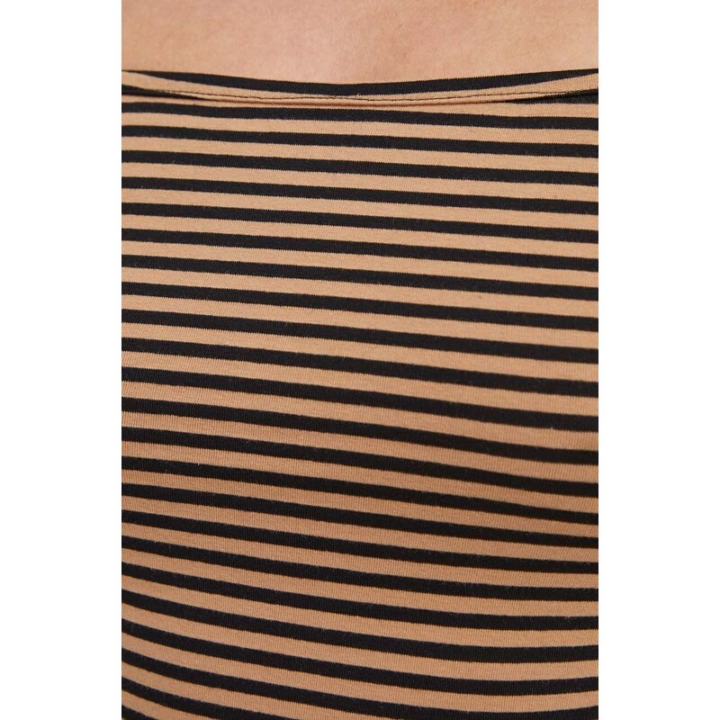 Tričko s dlouhým rukávem Résumé Tegan hnědá barva
