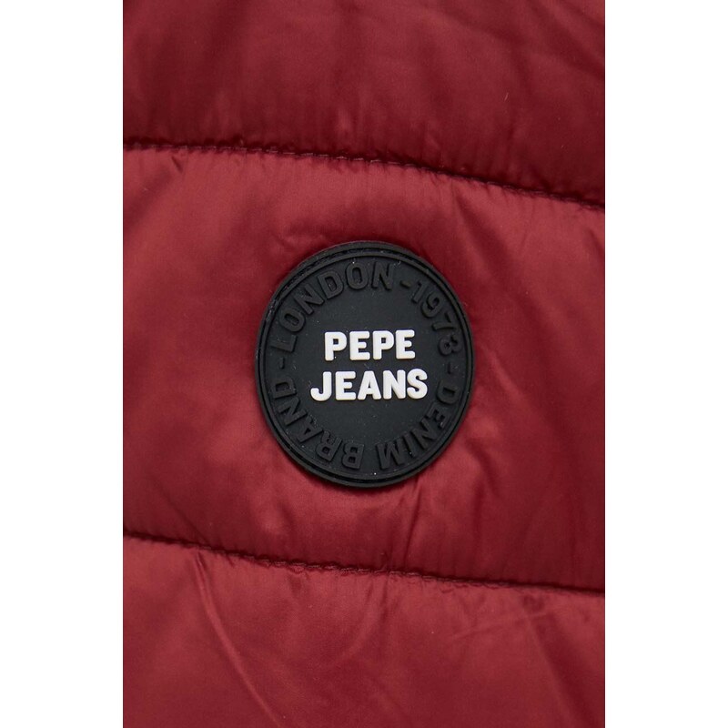 Bunda Pepe Jeans pánská, vínová barva, přechodná