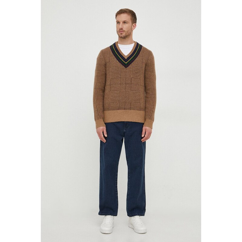 Vlněný svetr Polo Ralph Lauren pánský, béžová barva, hřejivý