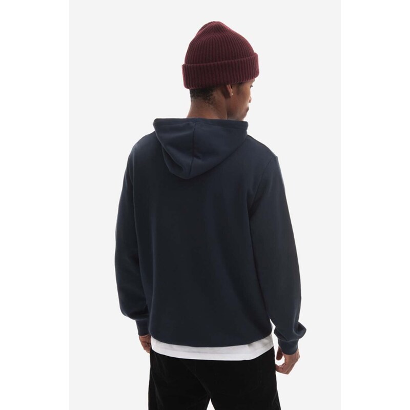 Bavlněná mikina A.P.C. Hoodie Marvin COEZD-H27733 BLACK pánská, tmavomodrá barva, s kapucí, aplikací