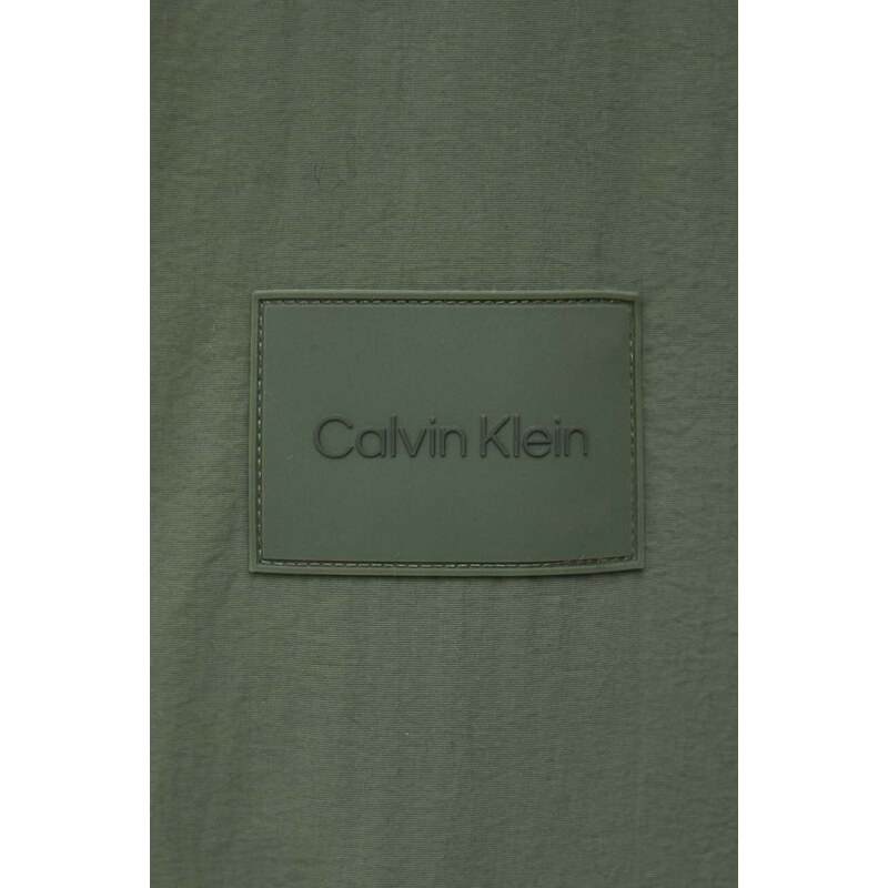 Péřová bunda Calvin Klein pánská, zelená barva, zimní