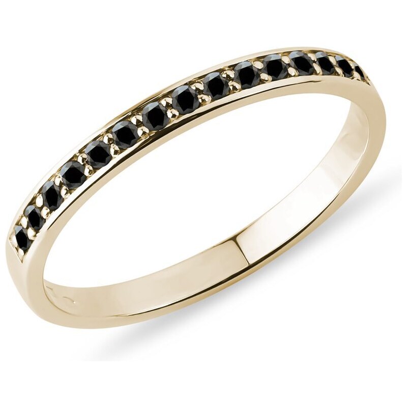 Prsten s černými diamanty ve žlutém zlatě KLENOTA K0443023