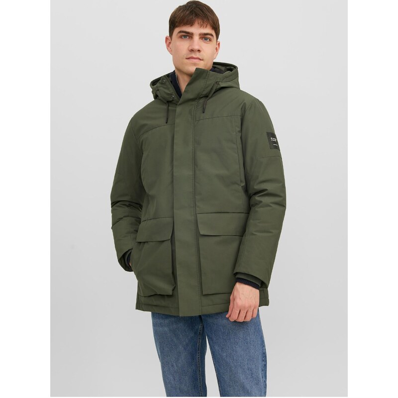 Khaki pánská zimní parka Jack & Jones Rob - Pánské