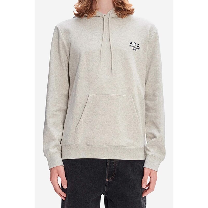 Bavlněná mikina A.P.C. Hoodie Marvin COEZD-H27733 BLACK pánská, černá barva, s kapucí, aplikací