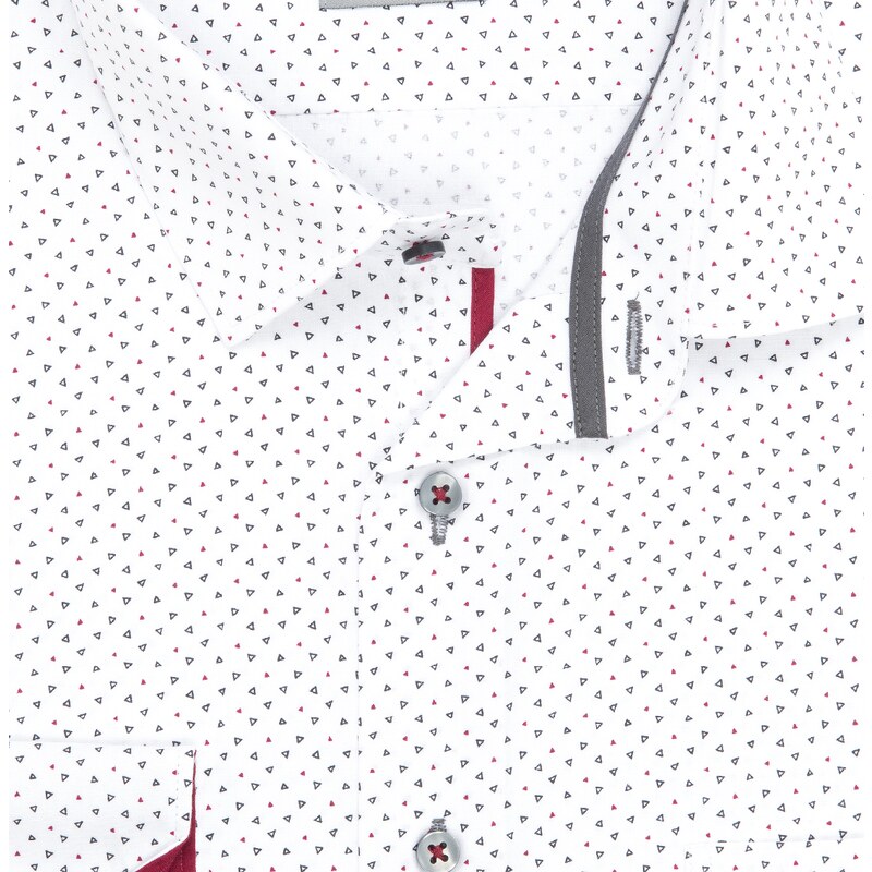 Pánská košile AMJ Comfort - bílá s šedým vzorem a červenými detaily VDBR1332