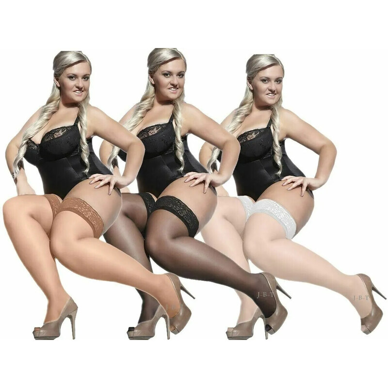 Dámské samodržící punčochy Adrian Bella Size++ 15 den 100299988
