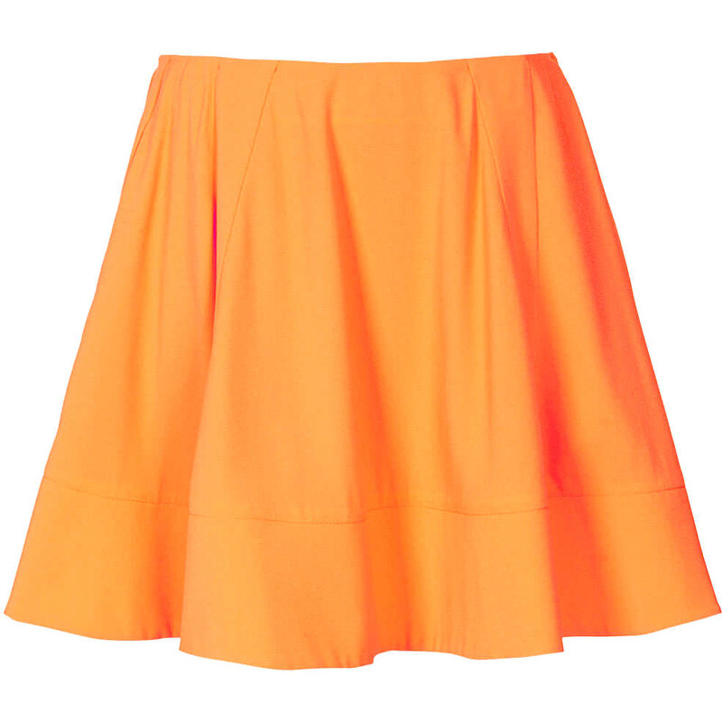 Topshop Bright Orange Crepe Skirt By Boutique
