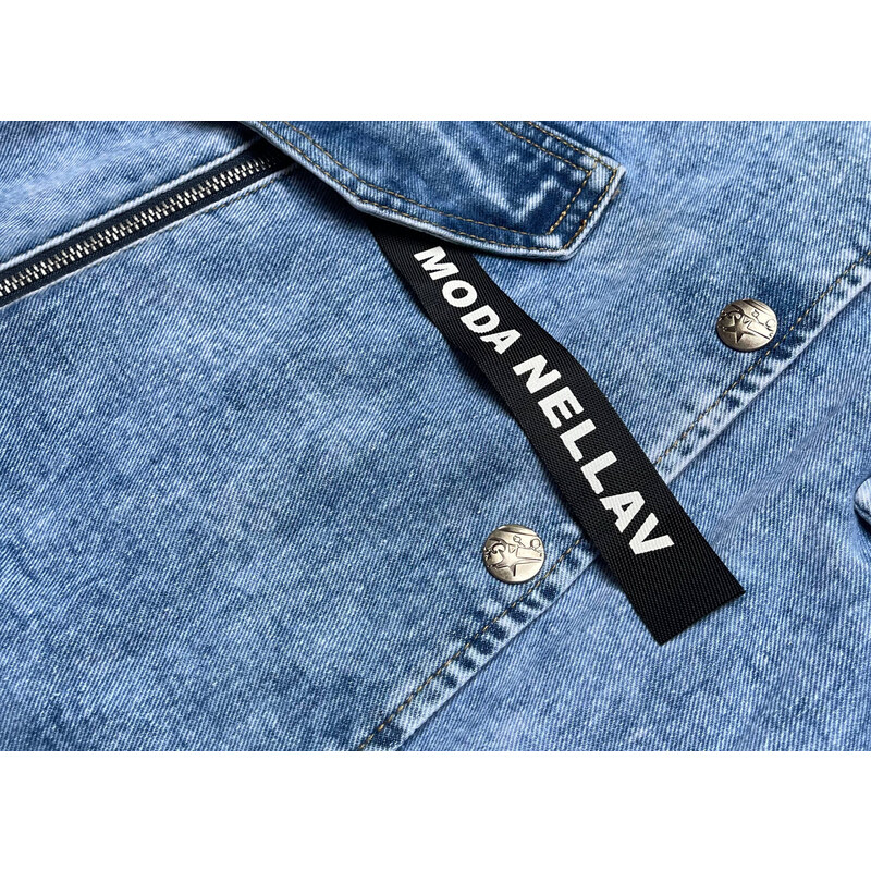 P.O.P. SEVEN Světle modrá volná dámská džínová bunda/přehoz přes oblečení (POP5990-K)