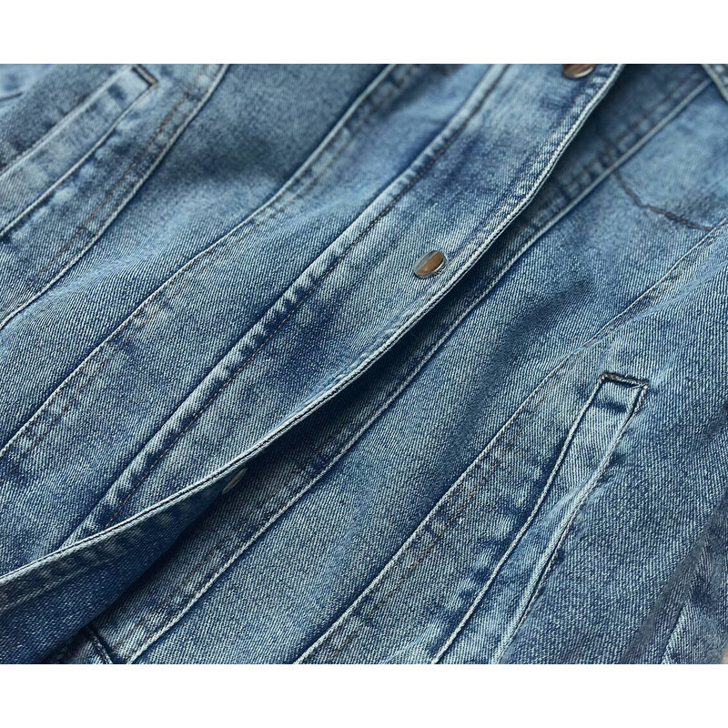 S'WEST Světle modro-béžová oboustranná džínová bunda pro přechodné období (B9730-50012)