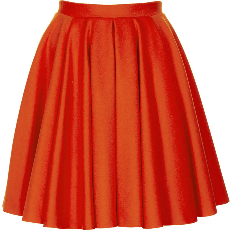 Topshop Tomato Wool Flippy Skirt By Boutique