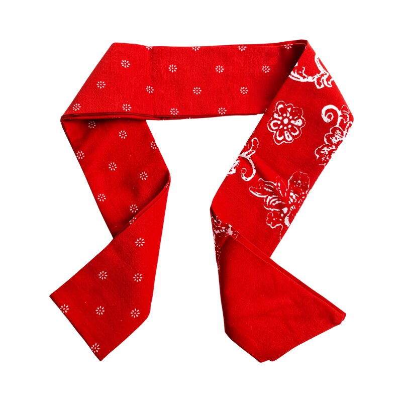 MY FEMINITY Univerzální úzký vzorovaný dlouhý červený šátek