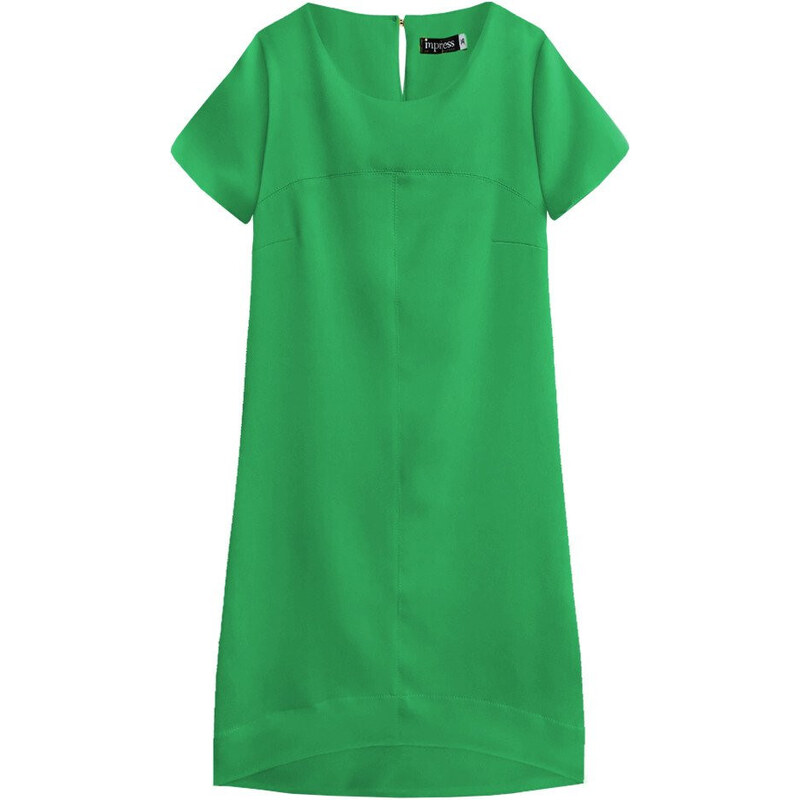 INPRESS Zelené trapézové šaty (435ART)