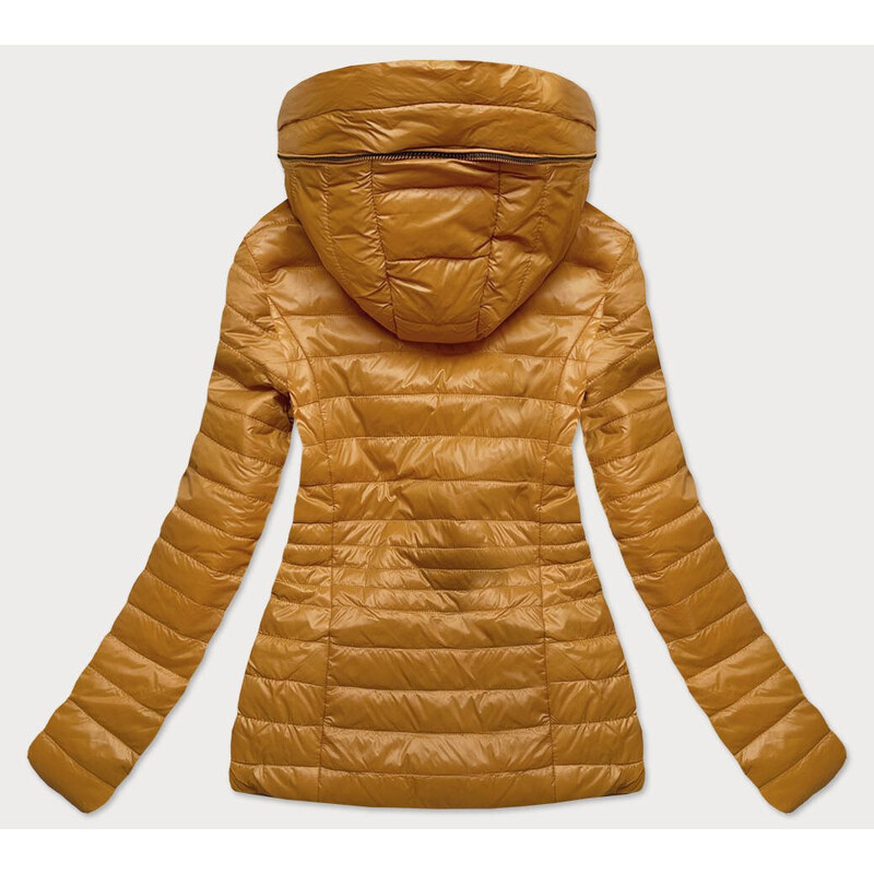 ATURE Prošívaná dámská bunda v hořčicové barvě s kapucí (6366)