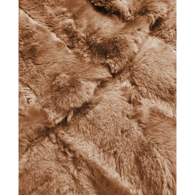S'WEST Světle hnědá dlouhá kožešinová vesta a kapucí (BR9745-12)