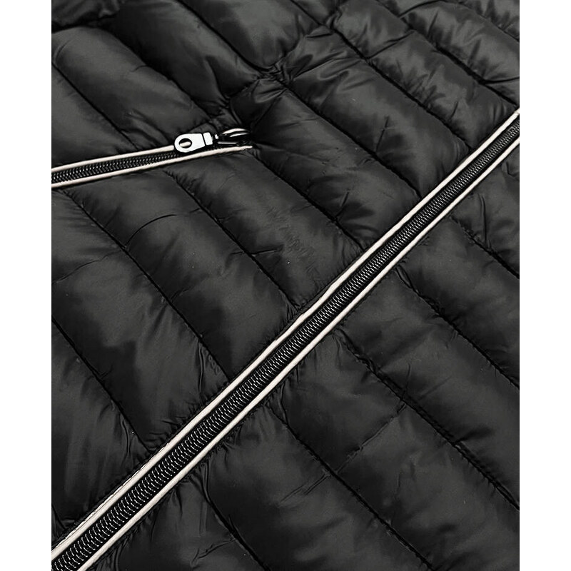 Libland Černá prošívaná bunda s kapucí (LD-7153)