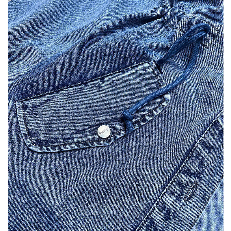 P.O.P. SEVEN Světle modrý džínový přehoz přes oblečení s kapucí (POP5953-K)